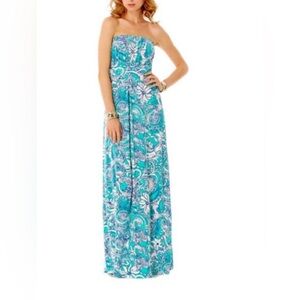 Lilly Pulitzer Strapless Maxi Dress Size M EUC